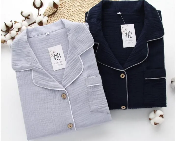 Conjunto de Pijamas de Algodão Muslin Masculino