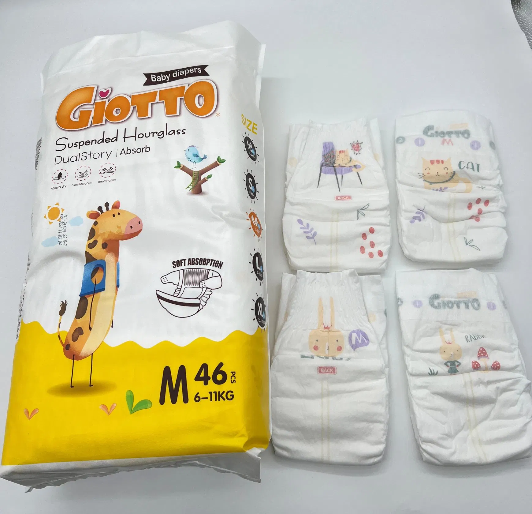 Fornecedor de fraldas de bebê de fita macia, fornecedor de fábrica por atacado, bloqueio de vazamentos noturnos, ganchos elásticos nas pernas, marca personalizada, fábrica de Zhangzhou
