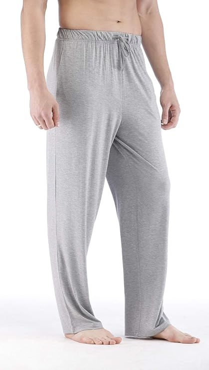 Calças de Pijama em Viscose de Bambu para Homens, Calças de Lounge Macias, Suéteres Grandes e Longos, Calças de Dormir Leves com Corda, Ajuste Solto
