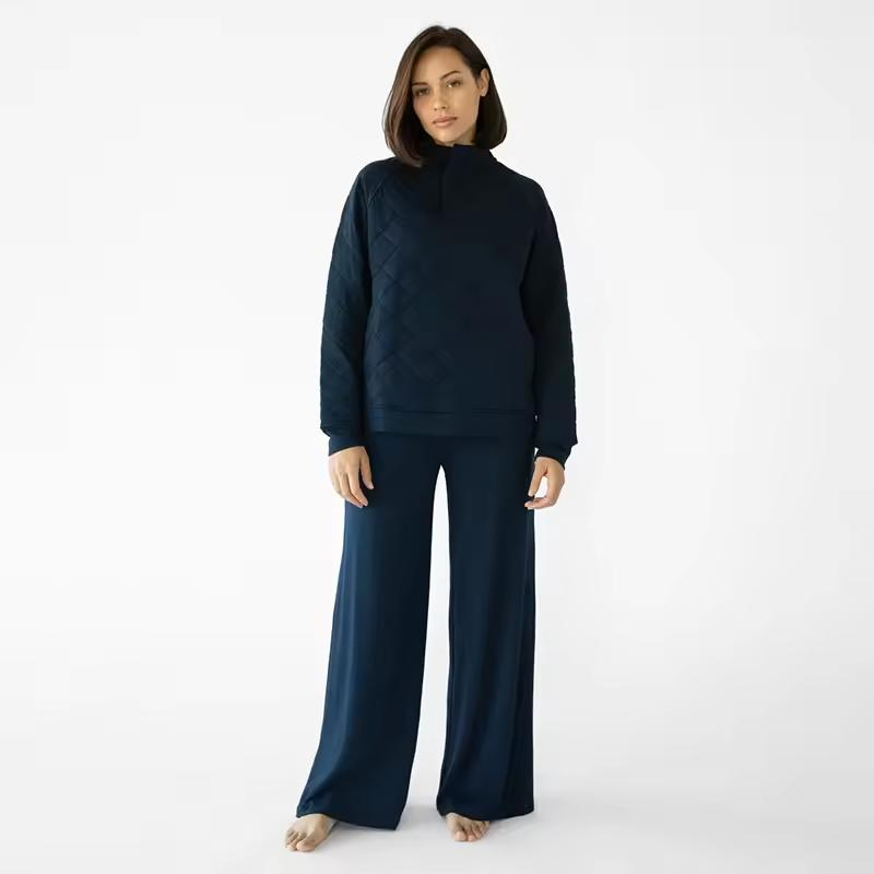 Calças femininas soltas de bambu sustentáveis e respiráveis com bolsos e cintura alta