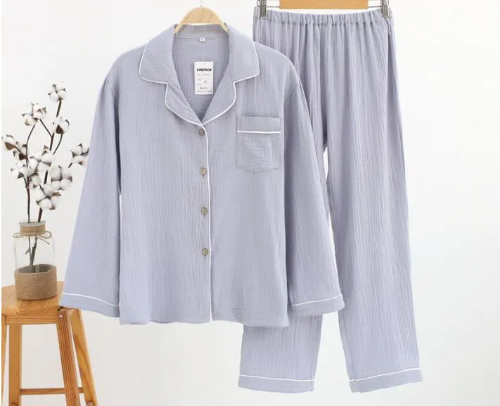 Conjunto de Pijamas de Algodão Muslin Masculino