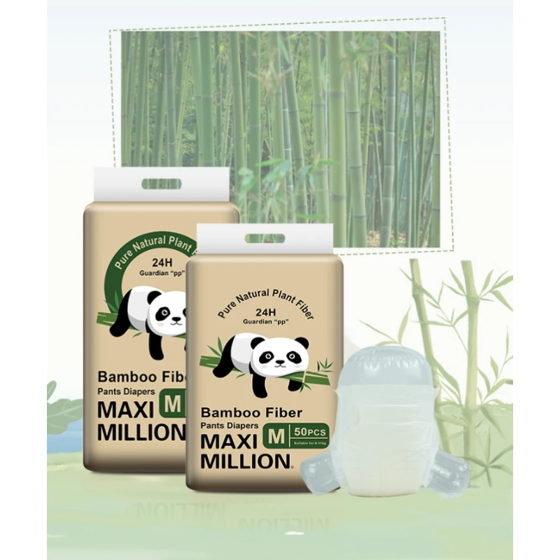 Fralda descartável biodegradável para bebês, fralda de fibra de bambu, fralda macia com super absorção para bebês