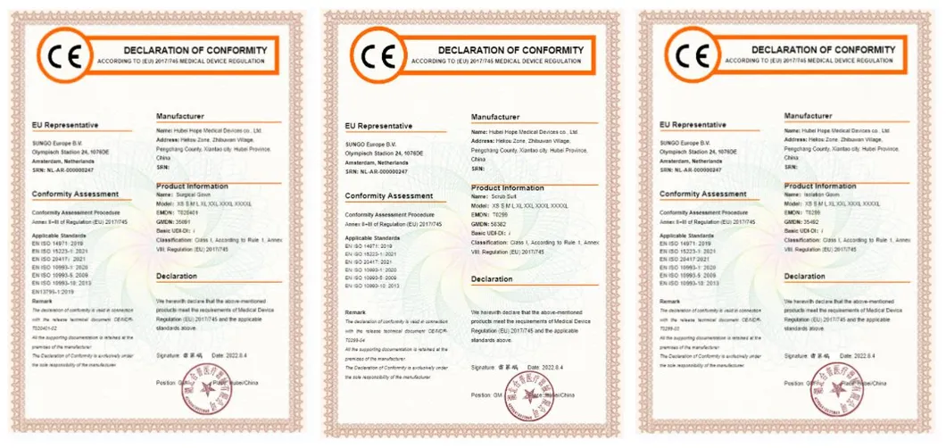 Certificados internacionais do processo de fabrico