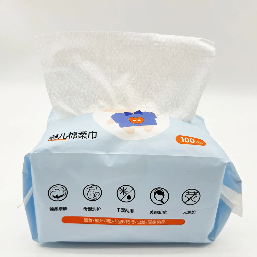 Lenços Faciais Secos Gentis Ultra Macios Descartáveis para Limpeza de Essenciais para Bebês Toalhas Secas de Marca Privada