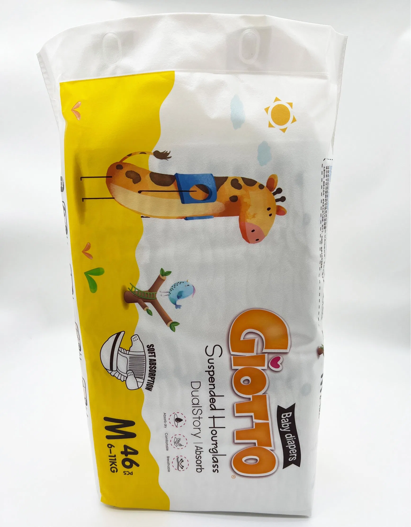 Fornecedor de fraldas de bebê de fita macia, fornecedor de fábrica por atacado, bloqueio de vazamentos noturnos, ganchos elásticos nas pernas, marca personalizada, fábrica de Zhangzhou