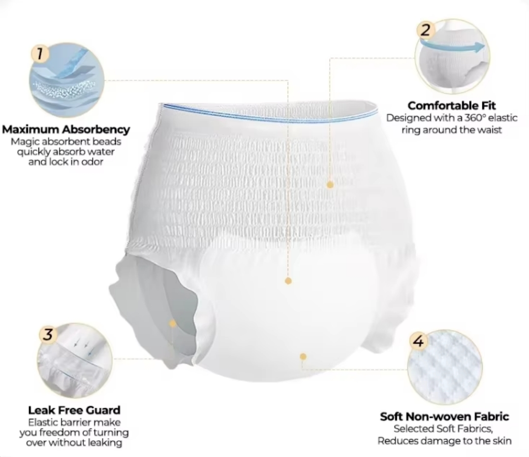 Amostra Grátis Atacado Fraldas Descartáveis para Adultos para Idosos Preço Barato Fralda Adulto Ultra Grossa com Ajuste Pull-on