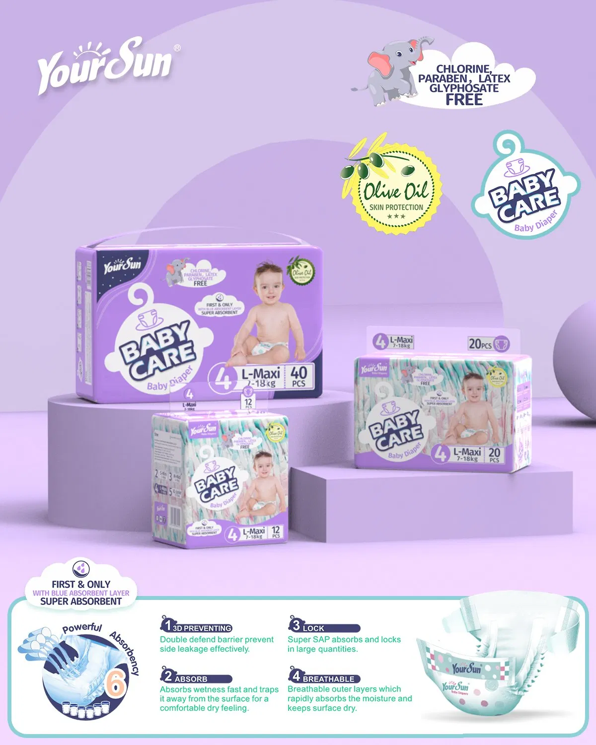 Fraldas descartáveis em grande quantidade ultra absorventes e à prova de vazamentos, adequadas para recém-nascidos a crianças pequenas, OEM/ODM aceito
