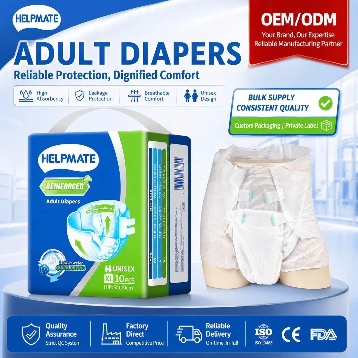 Japão Coreia Alta Qualidade Fábrica Quanzhou Tianjiao Preço OEM ODM Personalizado Grande Absorção Todos os Tamanhos Adulto Geriátrico Fraldas Descartáveis Calças Ajustáveis