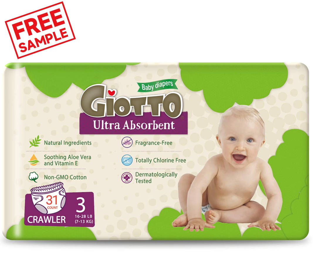 Giotto Amostra Grátis OEM&amp; ODM Premium Atualizado 3D Protetor contra Vazamentos Fraldas Noturnas para Bebês Size3 16-23lbs 31count