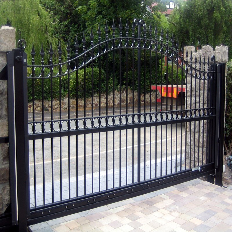 Metalx Automatic Driveway Retractable Beautiful Swing Ranch Main Parking Aluminium Metal Wrought Iron Fence Sliding Gate for Garden/Farm/Door/Industrial/Cattle