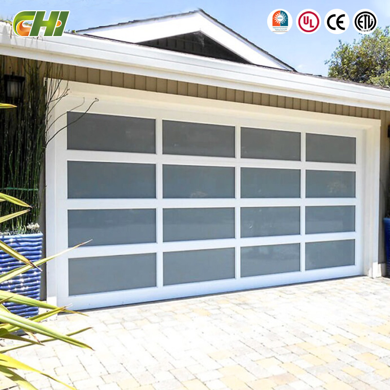 Chi Ultra Slim Aluminum Frame Glass Garage Door Maximized View Modern Panoramic Garage Door for Design