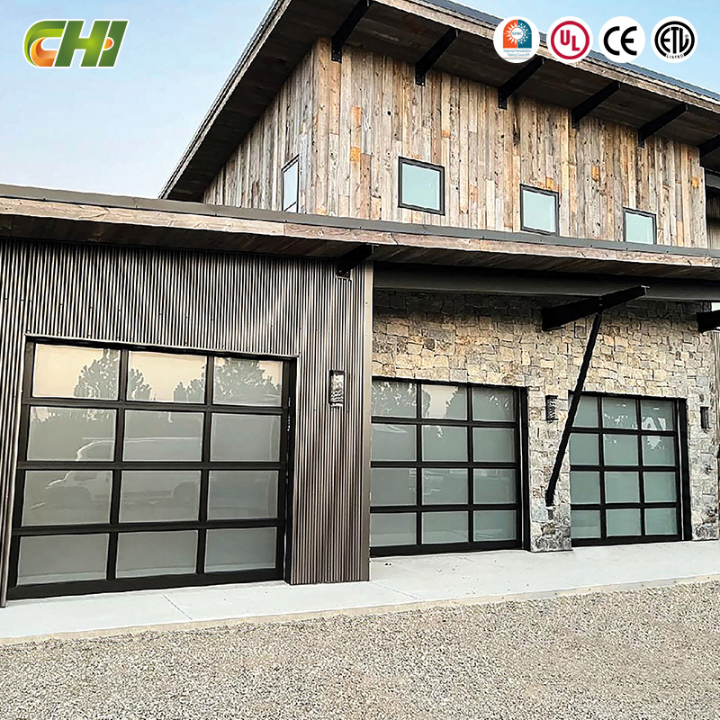 Chi Hot Sale Tinted Insulated Glass Garage Door Aluminum Panoramic Garage Door for Architecture