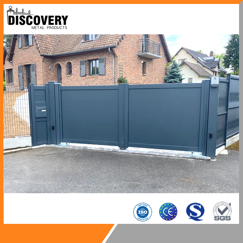 Factory Price Custom Design Main Electric Gate Design House Entrance Wrought Iron Double Swing Open Driveway Metal Aluminum Automatic Sliding Gate