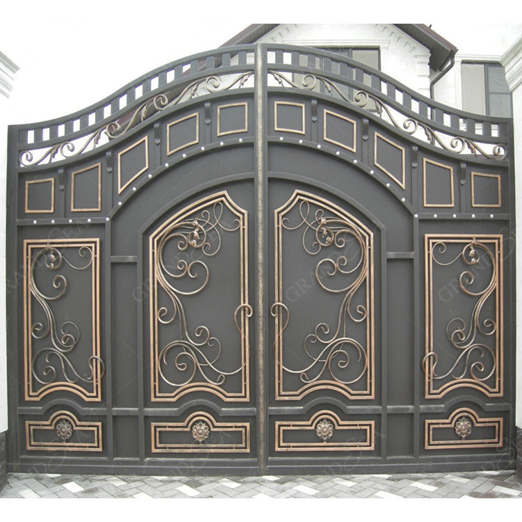Luxury Double House Garden Security Grill Design Sliding Swing Iron Gate Driveway Gate Entrance Main Wrought Iron Gates Designs