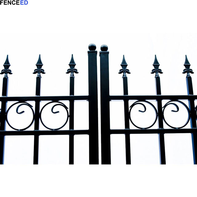 Wrought Iron Madrid Style Residential 18' Dual Swing Black Driveway Gate