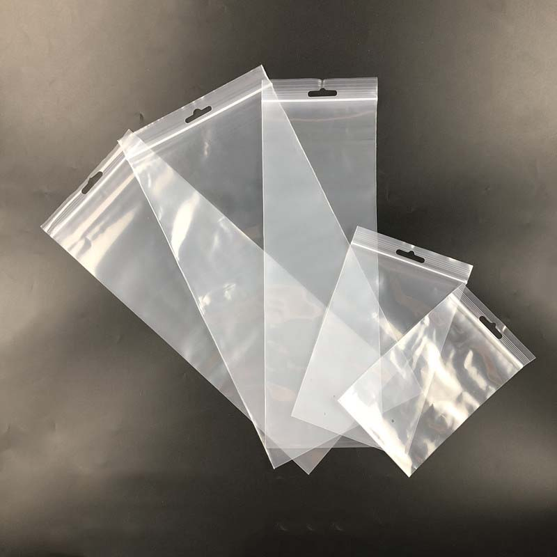 6X8cm Custom Clear Polyethylene Ziplock Zipper Packaging Bags with Hanging Hang Hole for Electronic Accessories/Jewelry/Hardware/Nail
