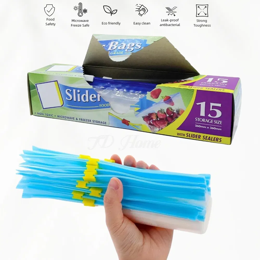 Custom BPA Free Plastic Packaging Food Storage Waterproof Polyethylene Zip Bag Freezer Gallon Ziplock Resealable Slider Bag