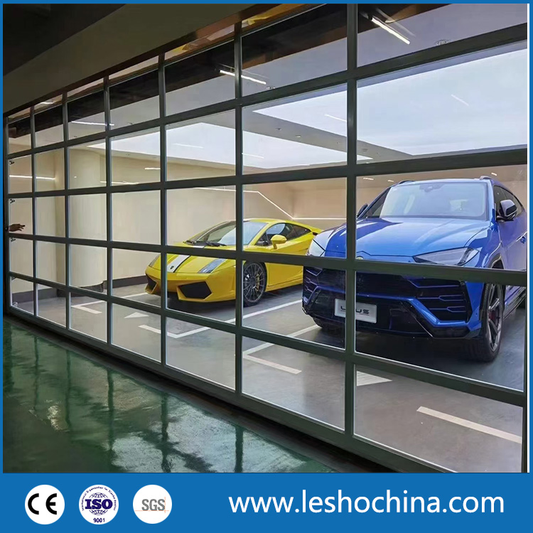 Custom Size Aluminum Alloy Material Frosted Black Glass Sectional Panel Garage Door Tempered Glass Garage Door