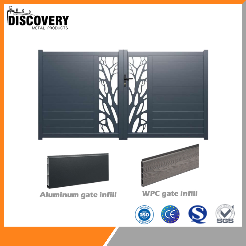 Factory Price Custom Design Main Electric Gate Design House Entrance Wrought Iron Double Swing Open Driveway Metal Aluminum Automatic Sliding Gate