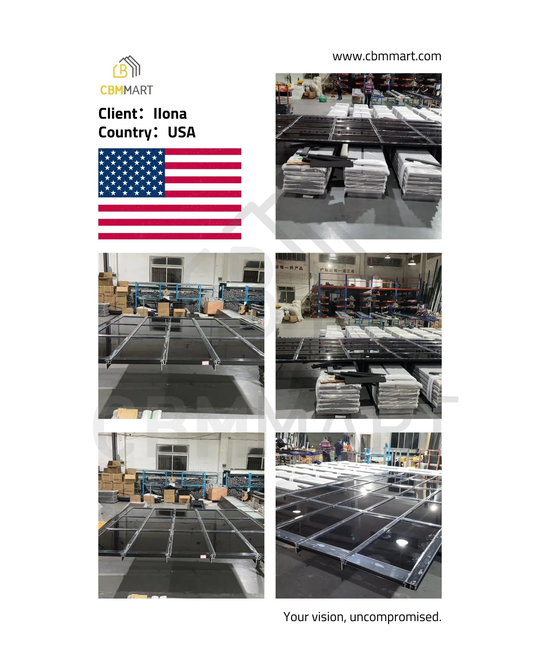 Cbmmart Custom USA Standard Lift Thermal Insulated Sandwich Panel Foamed Flush Panel Frosted Glass Garage Doors