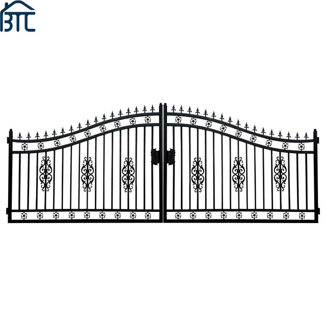 Custom Double Swing Decorative Wrought Iron Gates for Driveways