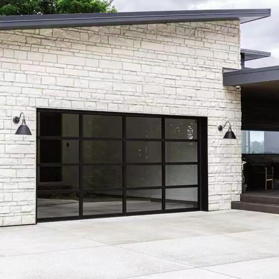 Custom Panoramic Garage Door Frameless Full View Design with Thermal Broken Aluminum Alloy