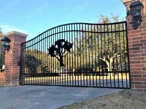 Hsj Double House Garden Security Grill Design Sliding Swing Iron Gate Driveway Gate Entrance Main Wrought Iron Gates Designs