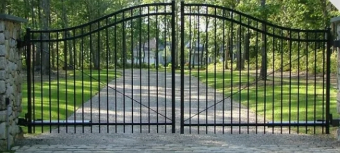 Wrought Iron Galvanized Steel Driveway and Walkway Sliding and Swing Security Gate