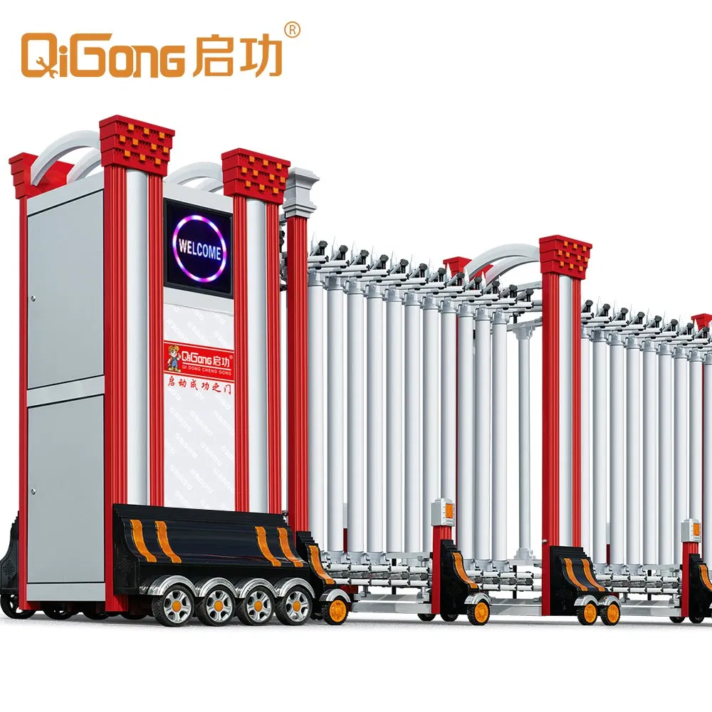 Aluminium Automatic Telescopic Sliding Design of School Gates Red or Blue 15m/Min Aluminun Alloy