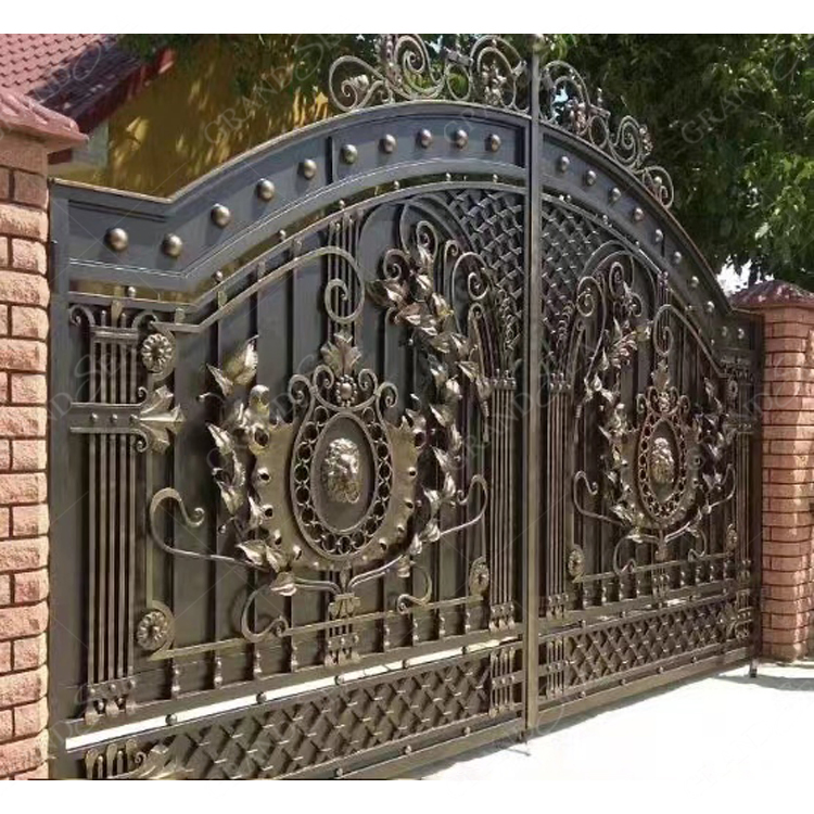 Luxury Double House Garden Security Grill Design Sliding Swing Iron Gate Driveway Gate Entrance Main Wrought Iron Gates Designs