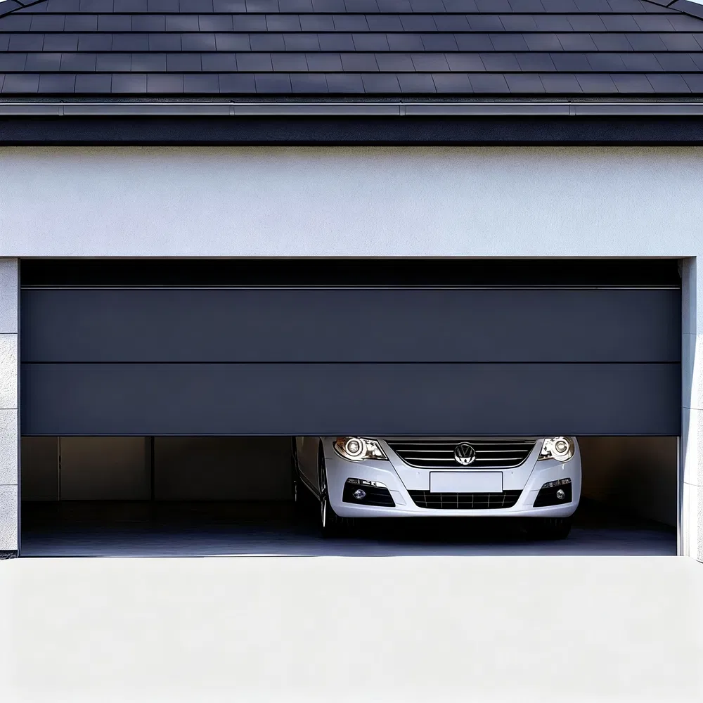 Anodized Transparent Panoramic Low-E Glass Sectional Aluminum Garage Door for Car Showrooms