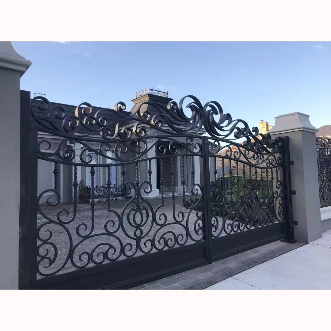 Simple Wrought Iron Double Swing Gate Design, Modern Iron Main Gate Design, Steel Driveway Gates