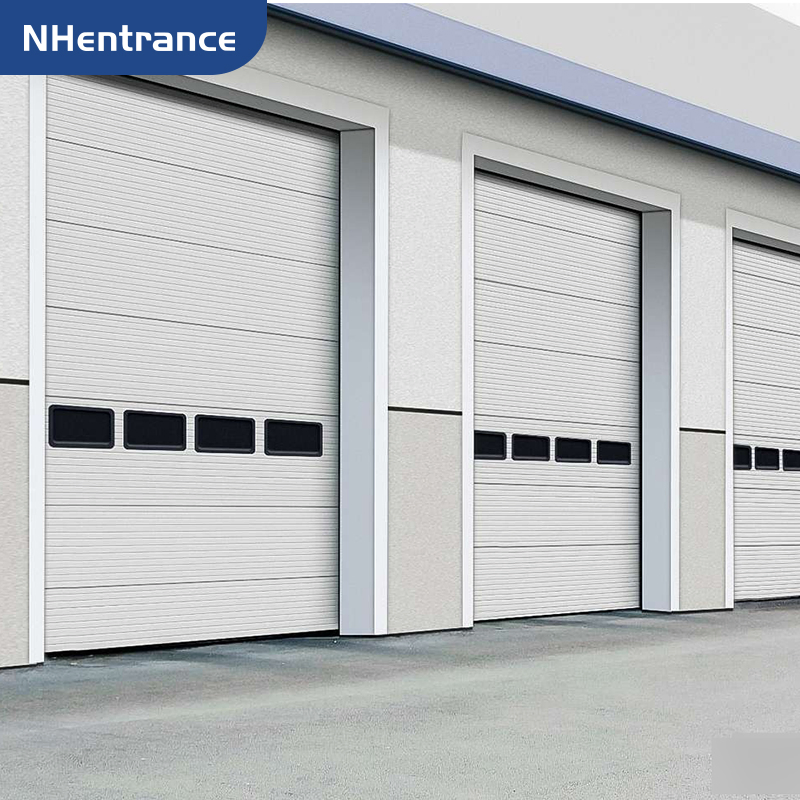Industrial Soundproof Sectional Door for Manufacturing Plants with Anti-Fall Safety System and Vertical Lift Tracks
