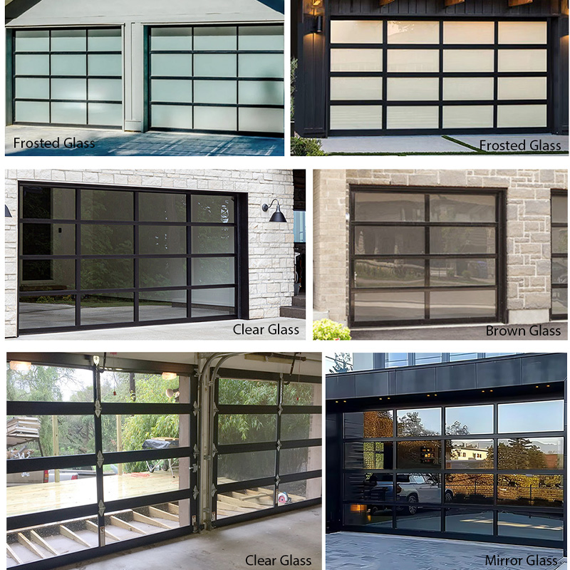 Chi Hot Sale Clear Panoramic Glass Garage Door Thermal Break Aluminum Frame Garage Door