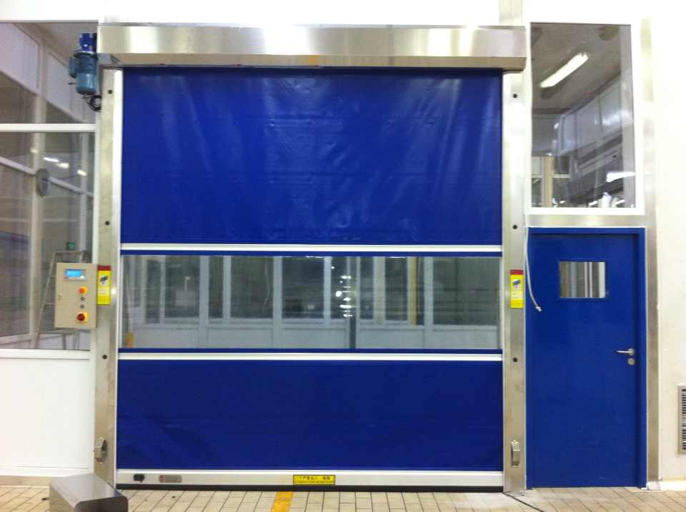 304 Stainless Steel Frame PVC Fabric Automatic High Speed Rapid Roll up Door for Clean Room Food Processing Factory