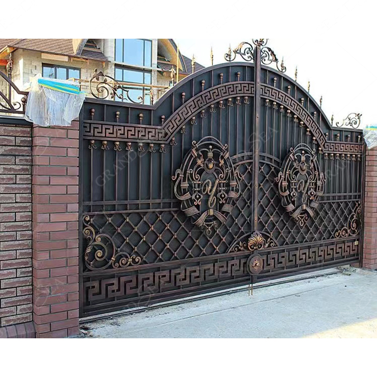Luxury Double House Garden Security Grill Design Sliding Swing Iron Gate Driveway Gate Entrance Main Wrought Iron Gates Designs