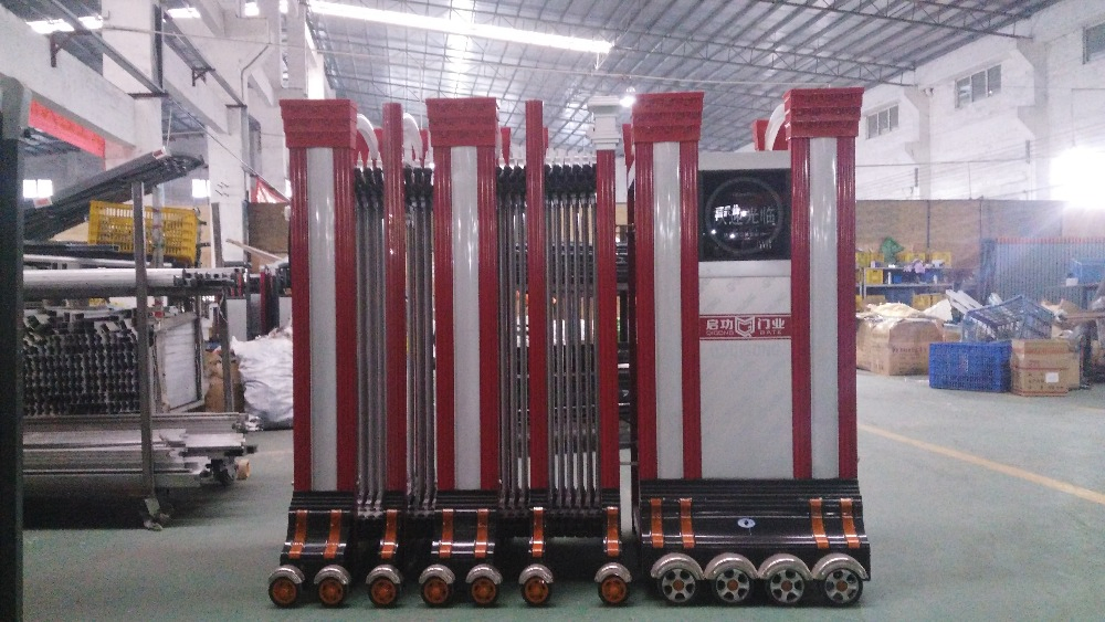 Aluminium Automatic Telescopic Sliding Design of School Gates Red or Blue 15m/Min Aluminun Alloy
