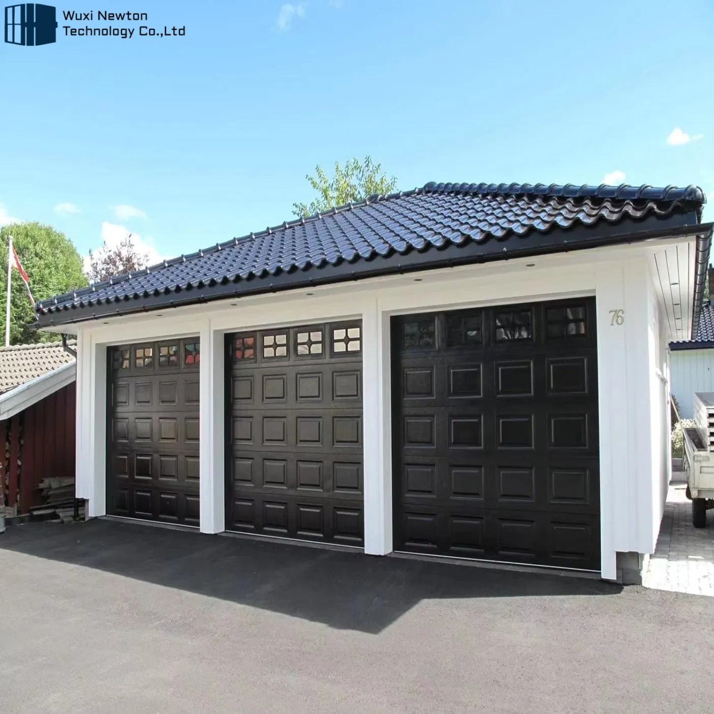 Newton Aluminum Steel PU Foam Sandwich Panel Insulated Automatic Sectional Garage Door