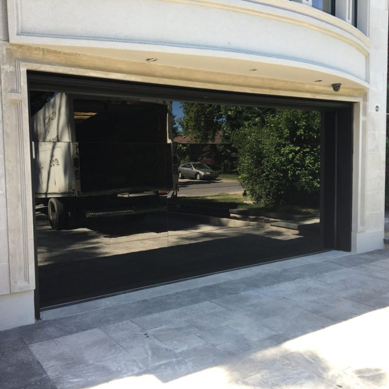 Full View Screen Frameless Automatic Aluminum Glass Panoramic Perspective Garage Door