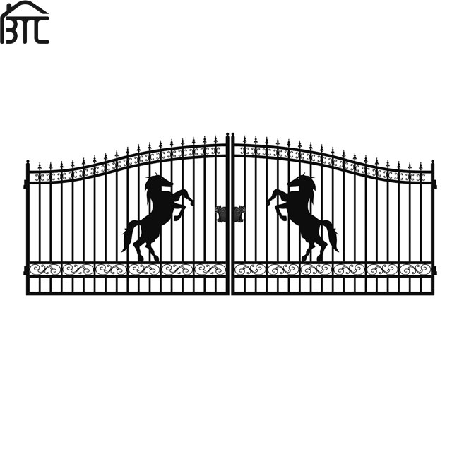 Custom Double Swing Decorative Wrought Iron Gates for Driveways