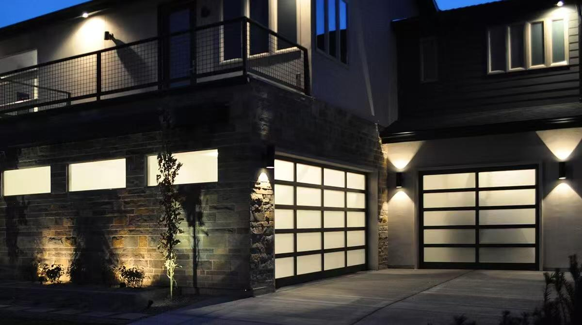 Custom Panoramic Garage Door Frameless Full View Design with Thermal Broken Aluminum Alloy