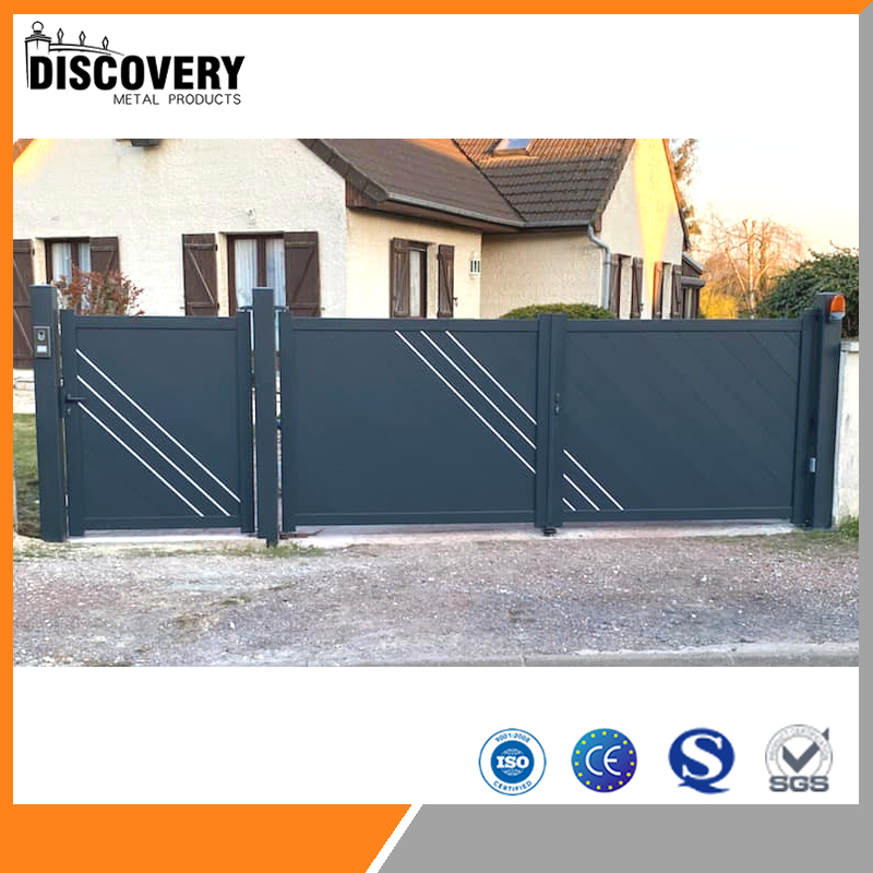 Factory Price Custom Design Main Electric Gate Design House Entrance Wrought Iron Double Swing Open Driveway Metal Aluminum Automatic Sliding Gate