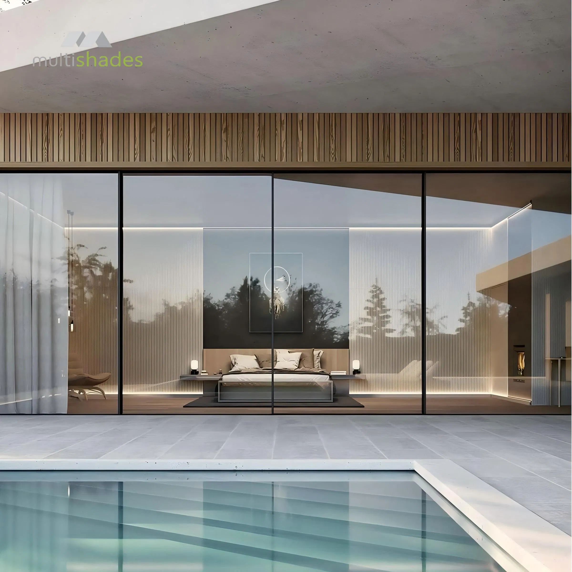 Multishades Full-View Luxury Aluminum Sliding Door Soundproof Tempered Glass Panoramic &amp; Smart Remote