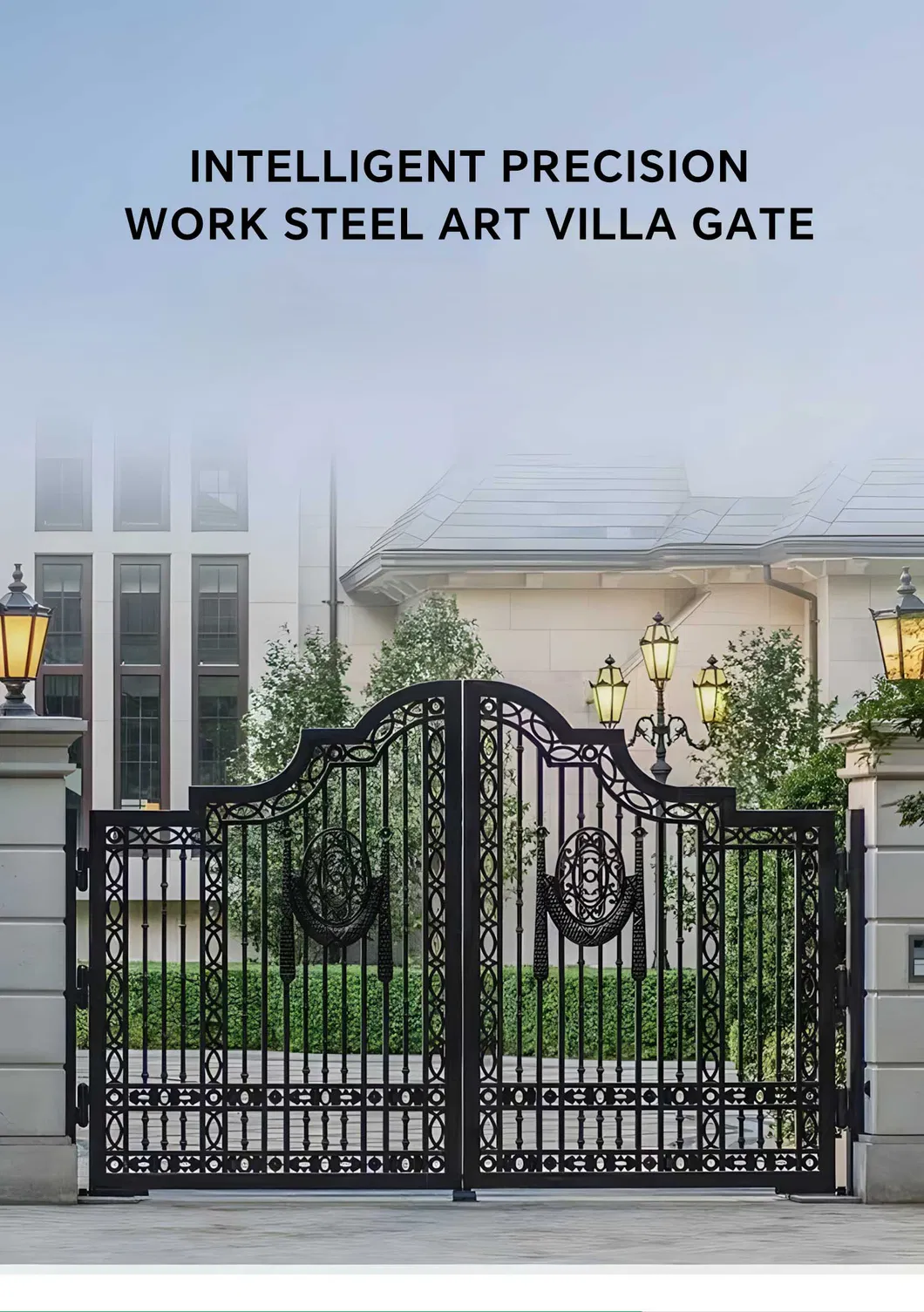Modern Style Automatic Wrought Iron Gate