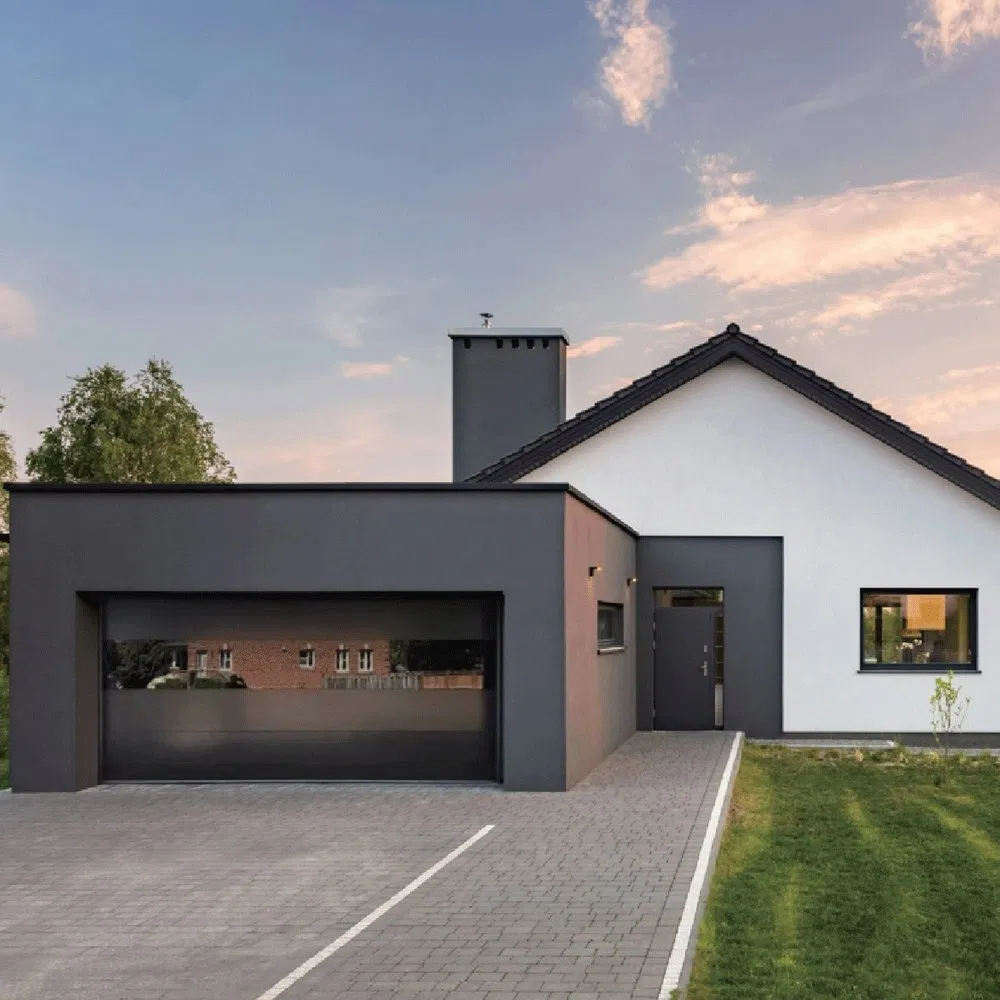 Custom Panoramic Insulated Glass Aluminum Sectional Garage Door for Car Garages