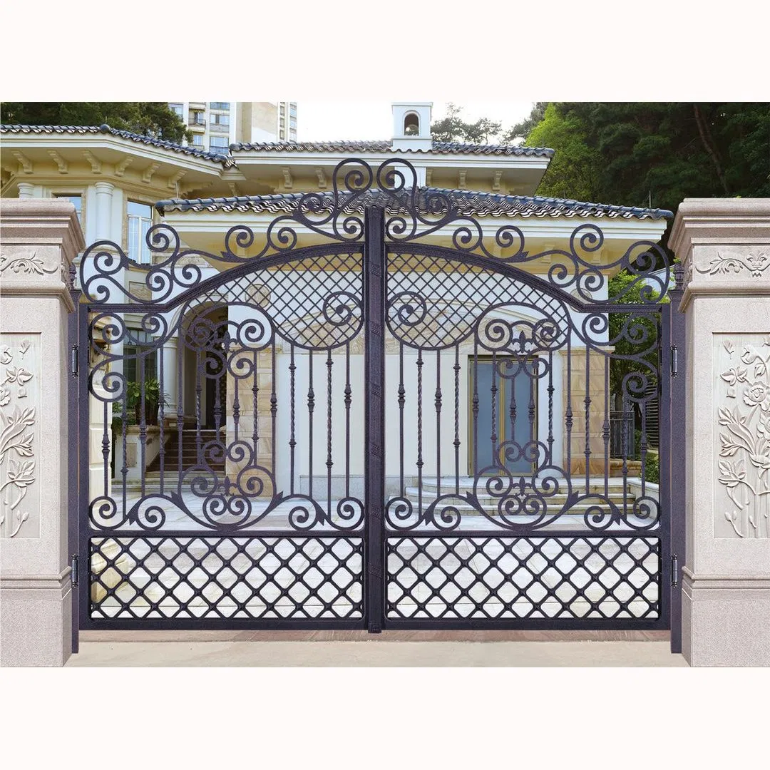 Simple Wrought Iron Double Swing Gate Design, Modern Iron Main Gate Design, Steel Driveway Gates