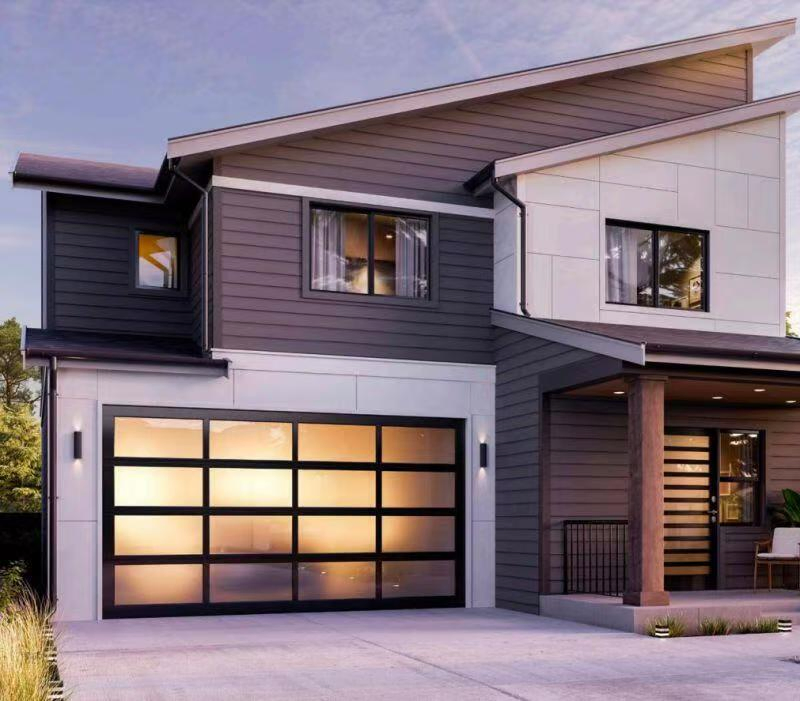 Full View Interior Doors Aluminium Alloy Panoramic Perspective Sectional Garage Door