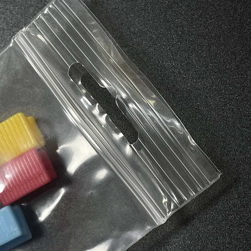 Customizable PE Polyethylene Clear Ziplock Zipper Self Adhesive Seal Bags with Round Circle Hole/Euro Hole/Hanging Hole