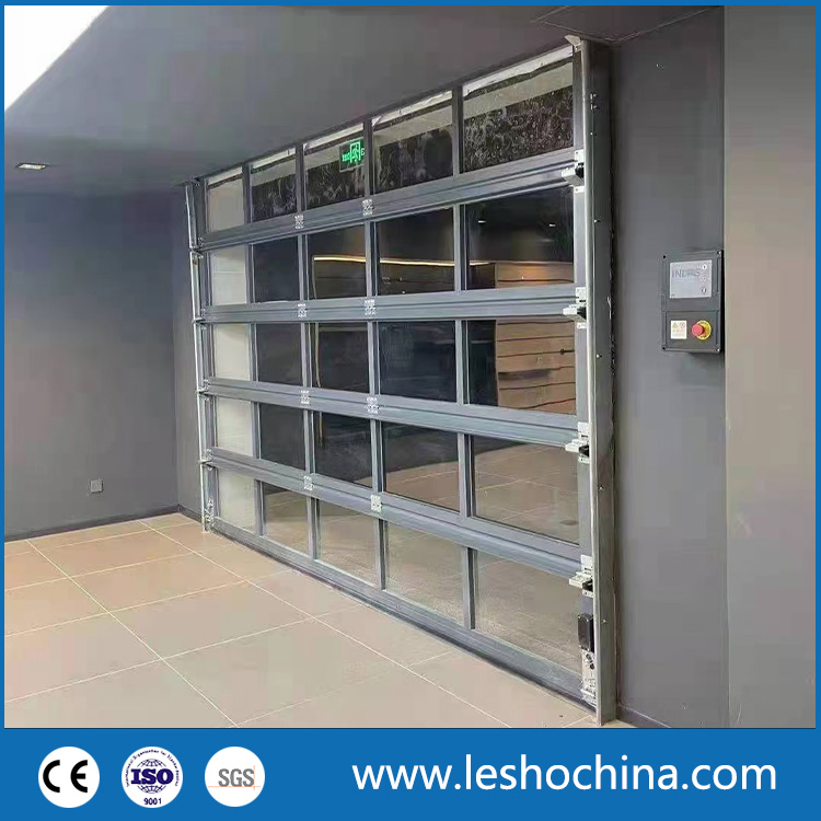 Custom Size Aluminum Alloy Material Frosted Black Glass Sectional Panel Garage Door Tempered Glass Garage Door