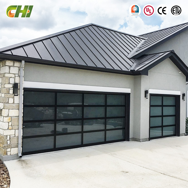 Chi Hot Sale Tinted Insulated Glass Garage Door Aluminum Panoramic Garage Door for Architecture